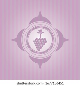 Strauchensymbol innerhalb eines realistischen rosa Emblems