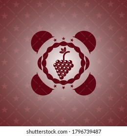 bunch of grapes icon inside red icon or emblem. 