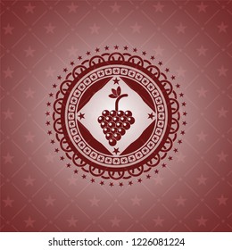 bunch of grapes icon inside retro style red emblem