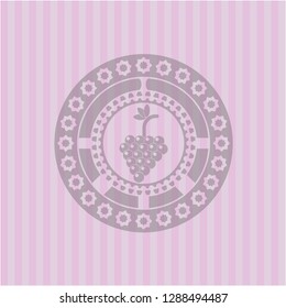 bunch of grapes icon inside retro pink emblem