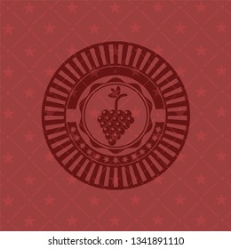 bunch of grapes icon inside retro style red emblem