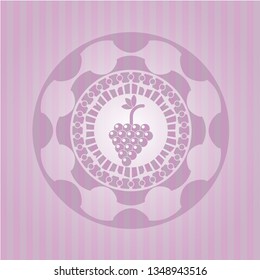 bunch of grapes icon inside retro style pink emblem