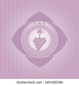 bunch of grapes icon inside retro style pink emblem