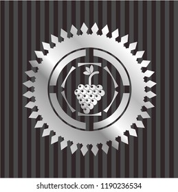 bunch of grapes icon inside silver emblem or badge