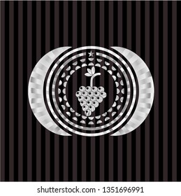 bunch of grapes icon inside silver badge