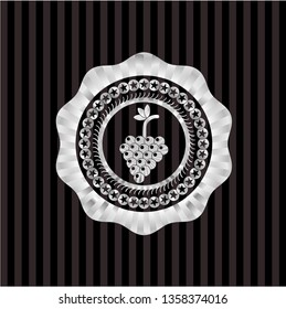 bunch of grapes icon inside silvery badge