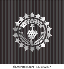 bunch of grapes icon inside silvery emblem