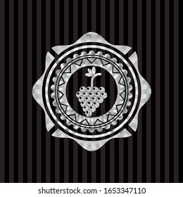 bunch of grapes icon inside silvery emblem