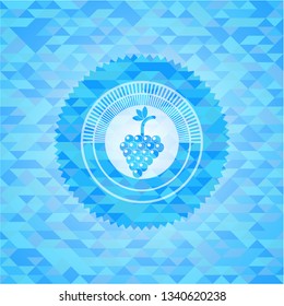 bunch of grapes icon inside sky blue mosaic emblem