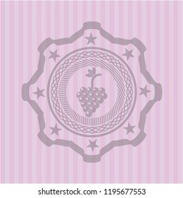 bunch of grapes icon inside vintage pink emblem