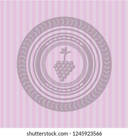 bunch of grapes icon inside vintage pink emblem