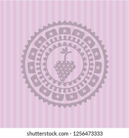 bunch of grapes icon inside vintage pink emblem
