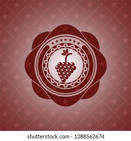 bunch of grapes icon inside vintage red emblem