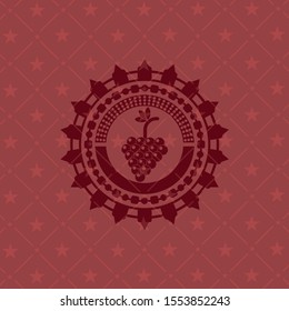 bunch of grapes icon inside vintage red emblem