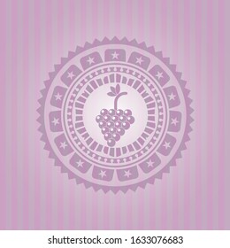 bunch of grapes icon inside vintage pink emblem