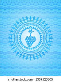 bunch of grapes icon inside water badge background.