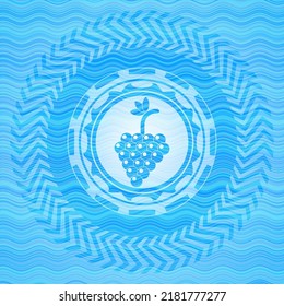 grupo de uvas icono dentro del emblema de la representación de la ola de agua. 