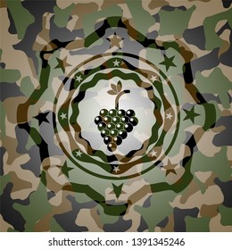 bunch of grapes icon on camo pattern