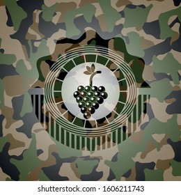 bunch of grapes icon on camo pattern
