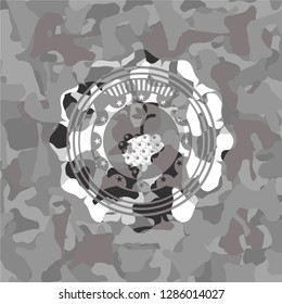 bunch of grapes icon on grey camo pattern