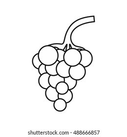 Bunch of grapes icon in outline style isolated on white background. Fruit symbol vector illustration