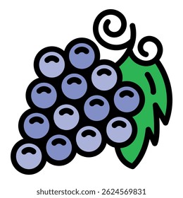 Bunch of grapes icon. Outline bunch of grapes vector icon color flat isolated
