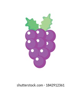bunch of grapes icon over white background, flat style, vector illustration