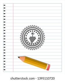 bunch of grapes icon pencil draw. Vector Illustration. Detailed.