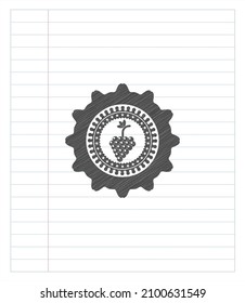 bunch of grapes icon pencil draw. Vector Illustration. Detailed. 