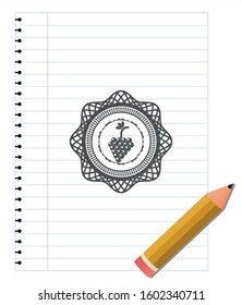 bunch of grapes icon penciled. Vector Illustration. Detailed.
