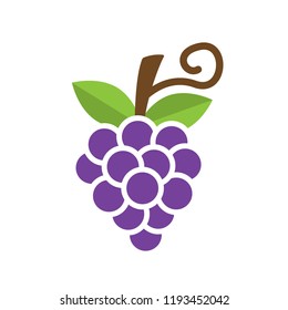 Bunch Of Grapes Icon Vector Illustration In Flat Style