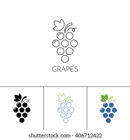 Bunch of grapes icons. Grapes logo. Vector illustration. EPS 8.