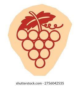 Bunch of grapes with leaf for healthy organic food and vineyard harvest concept for scrapbook and journal. Vector illustration design.