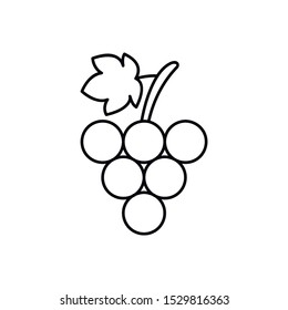 Bunch of grapes with leaf line art vector icon for food apps and websites