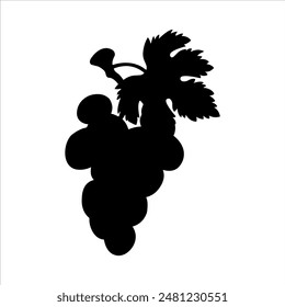 Bunch of grapes with leaf silhouette isolated on white background. Grapes icon vector illustration design.