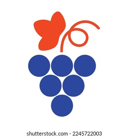 Bunch of grapes with leaf vector glyph icon. Graph symbol for food and drinks web site, apps design, mobile apps and print media, logo, UI