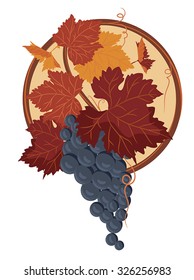 Bunch of grapes with leaves in a circle