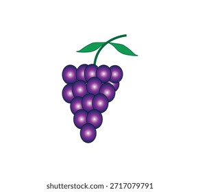 Un racimo de uvas con hojas. Ilustración vectorial.