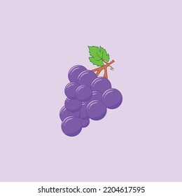 bunch of grapes with leaves vector isolated purple