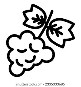 Bunch of grapes line icon. Grapevine with leaf wine label outline style pictogram on white background. Winery and signs for mobile concept and web design. Vector graphics