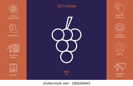 Bunch of grapes line icon. Graphic elements for your design