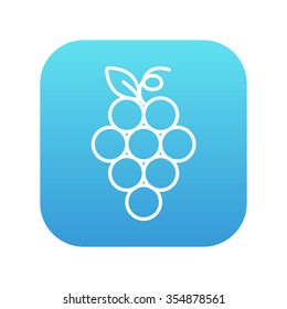 Bunch of grapes line icon for web, mobile and infographics. Vector white icon on the blue gradient square with rounded corners isolated on white background.