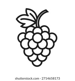 Manojo de línea de uvas e icono sólido, concepto de verano, signo de uvas sobre fondo blanco,