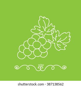 Bunch of grapes on a green background. Minimalism. Icon, logo wine.