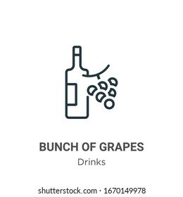 Bunch of grapes outline vector icon. Thin line black bunch of grapes icon, flat vector simple element illustration from editable drinks concept isolated stroke on white background