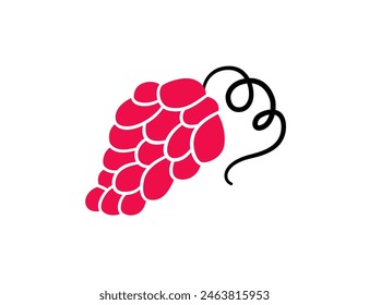 Bunch of grapes. Red wine grape berries. Hand drawn simple element. Vector illustration in doodle style on white background.