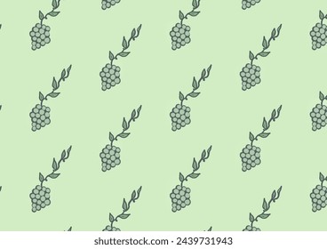 Bunch of Grapes Seamless Pattern Green Background