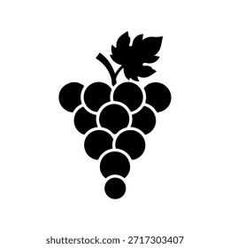 Ilustración vectorial de icono de silueta de racimo de uvas sobre fondo blanco