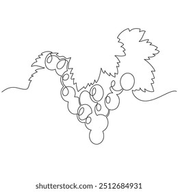 grappe de raisins est un dessin à une seule ligne sur fond blanc. Le monolithe noir représente des baies de raisin. illustration vectorielle de stock. EPS10.