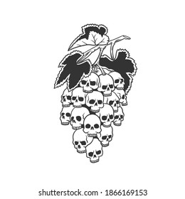 The bunch of grapes. Grapes from skeletons.  Can be used as a sketch of a tattoo.